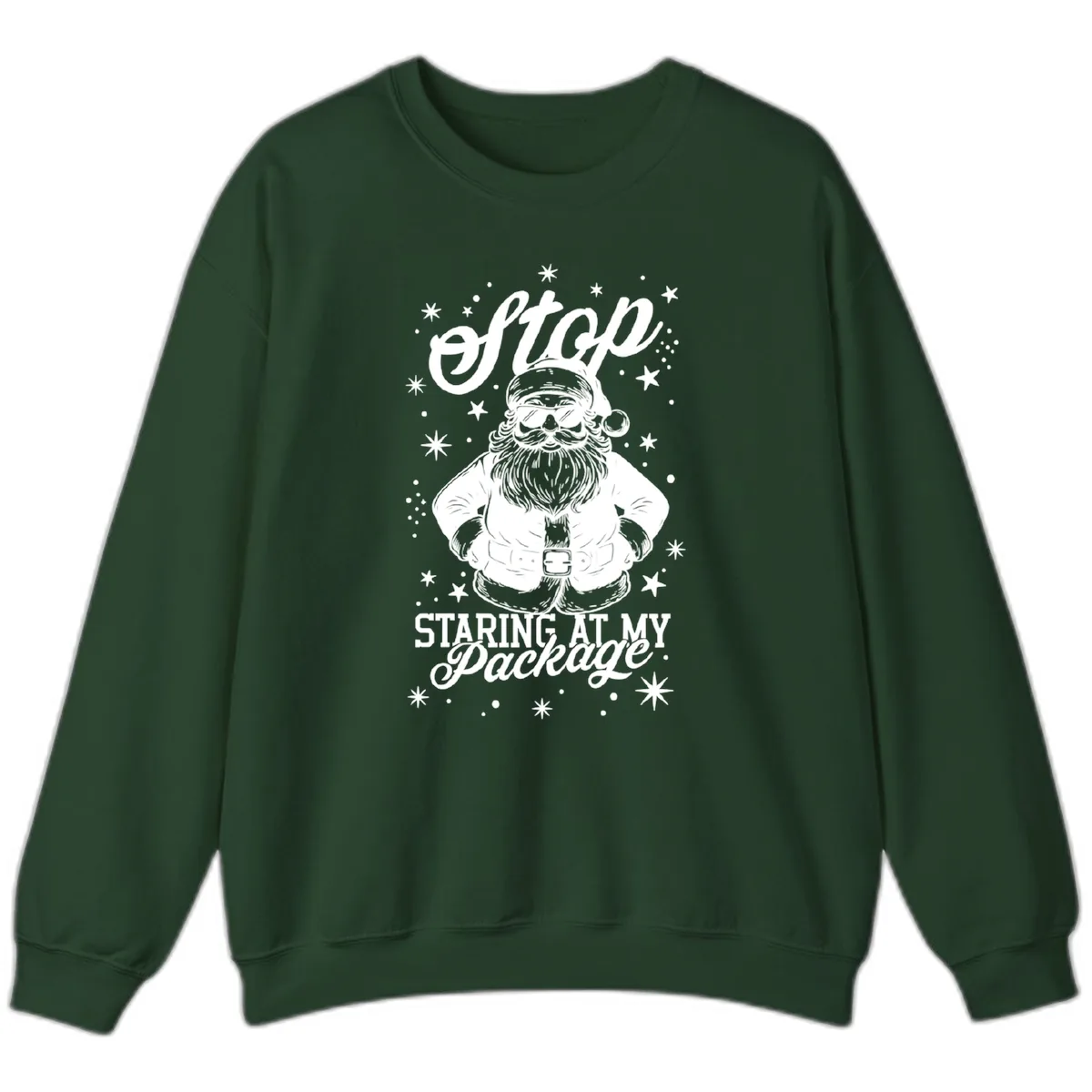 Santa's Package Christmas Graphic Sweatshirt in Forest Green
