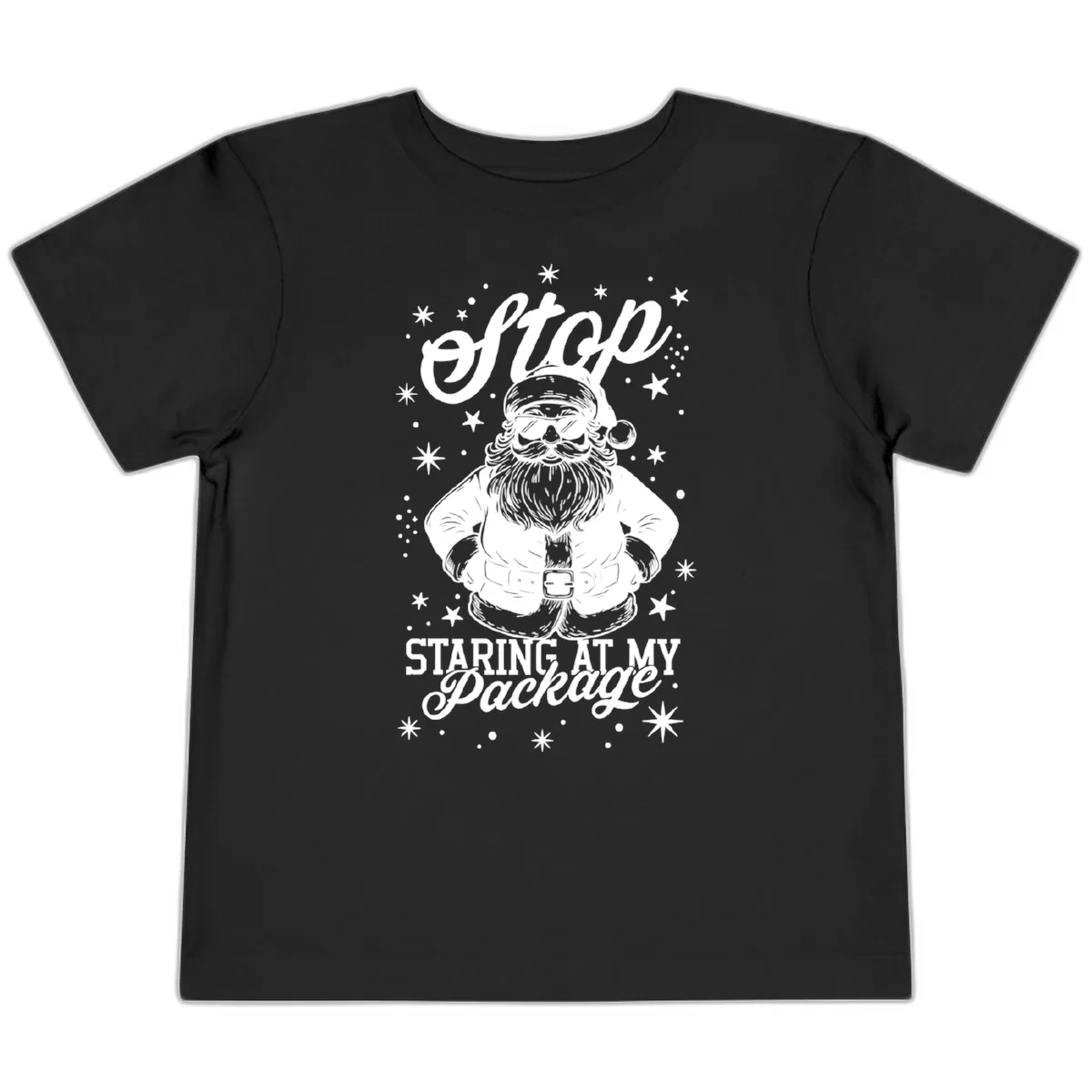 Santa's Package Christmas Graphic Toddler T-Shirt in Black