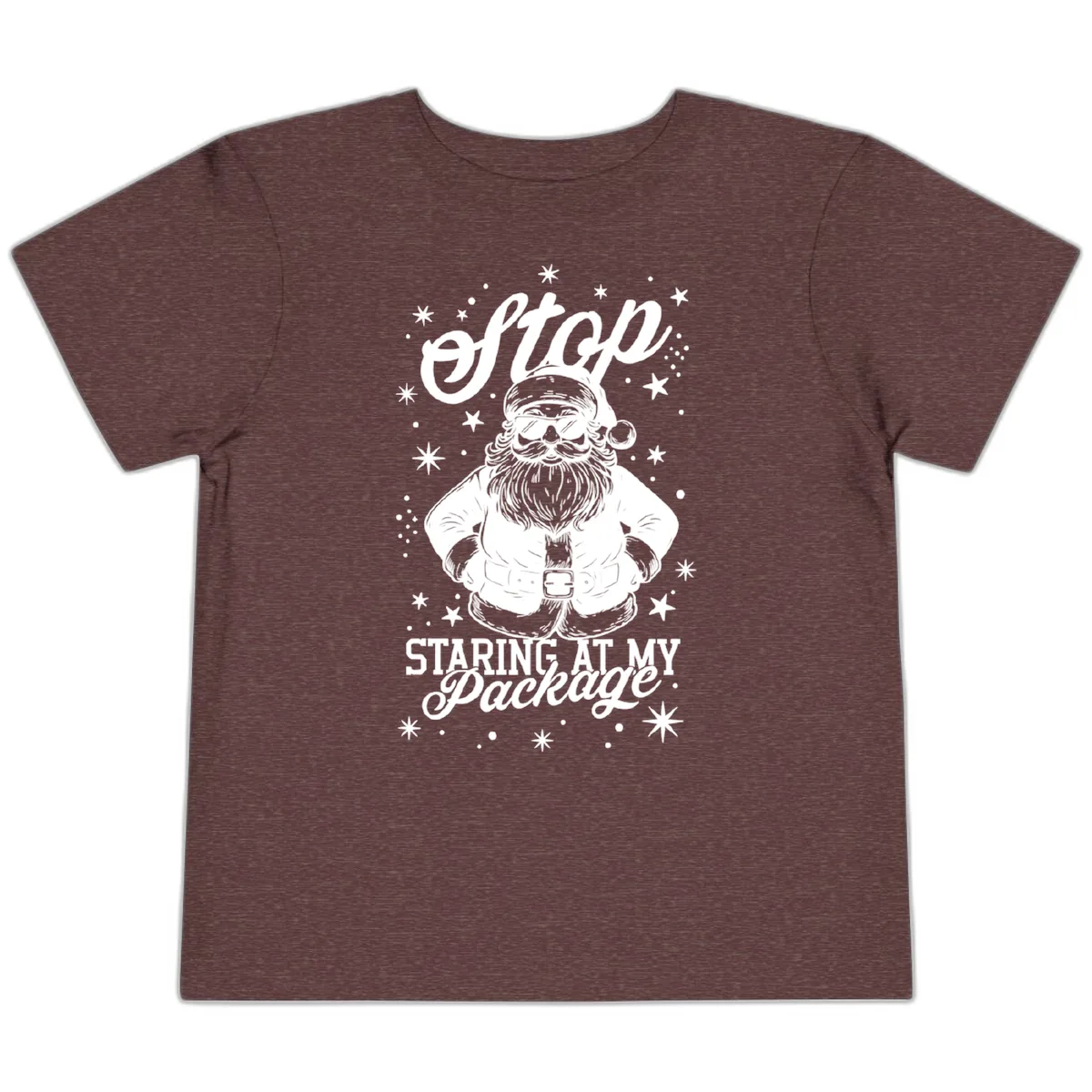 Santa's Package Christmas Graphic Toddler T-Shirt in Heather Maroon