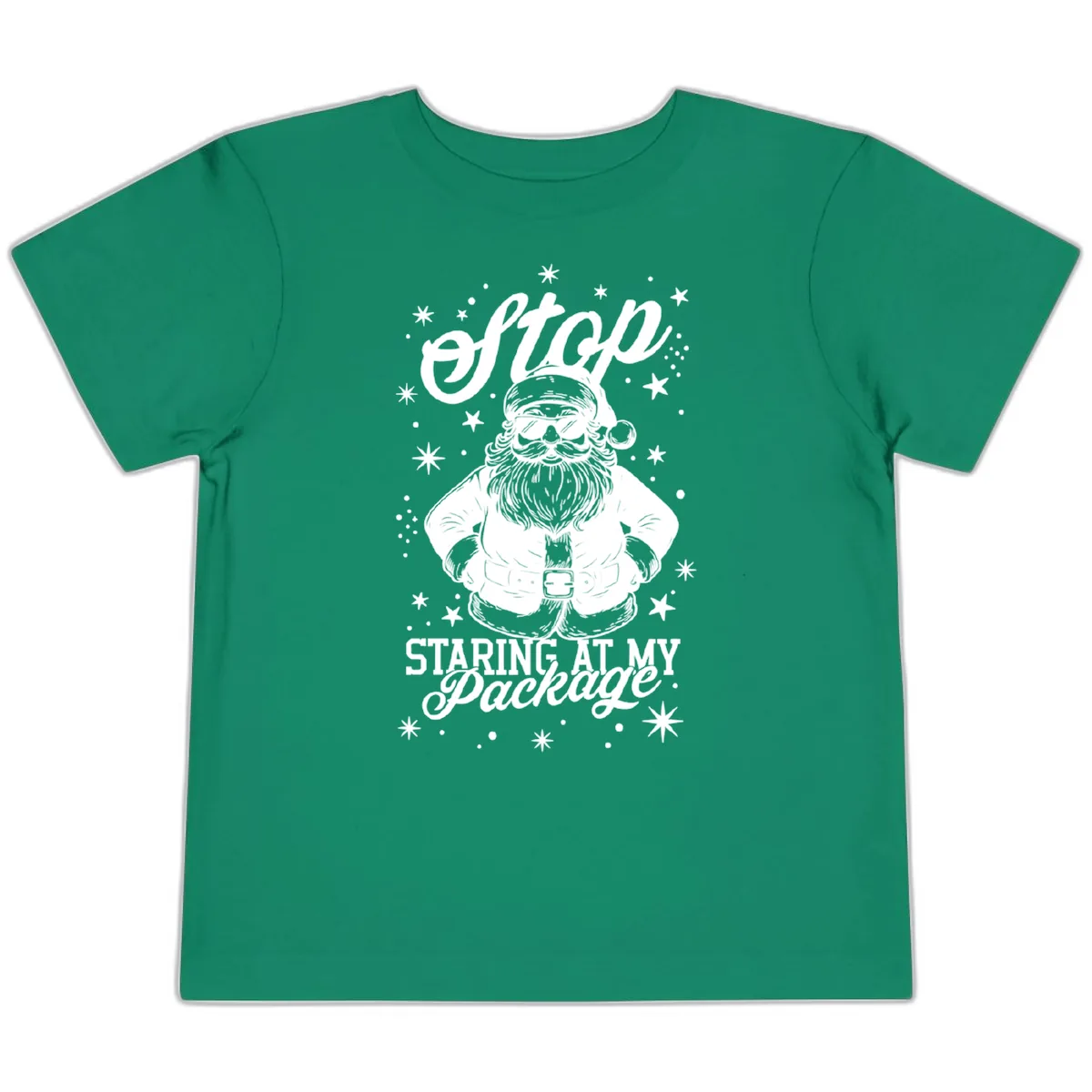 Santa's Package Christmas Graphic Toddler T-Shirt in Kelly