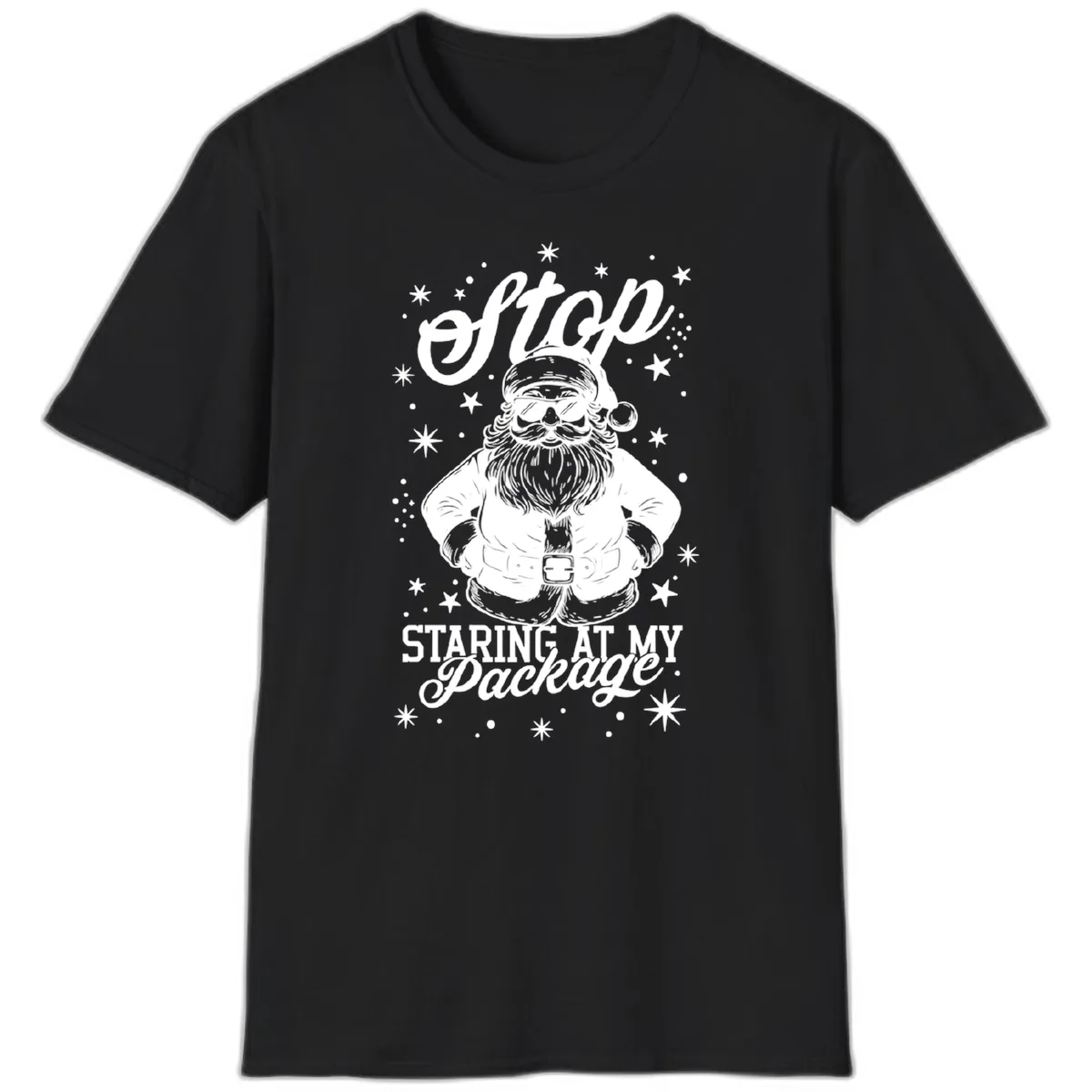 Santa's Package Christmas Graphic T-Shirt in Black
