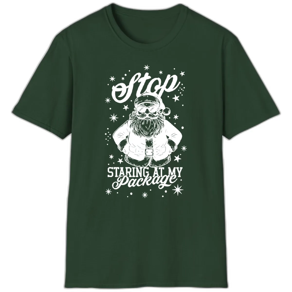 Santa's Package Christmas Graphic T-Shirt in Forest Green