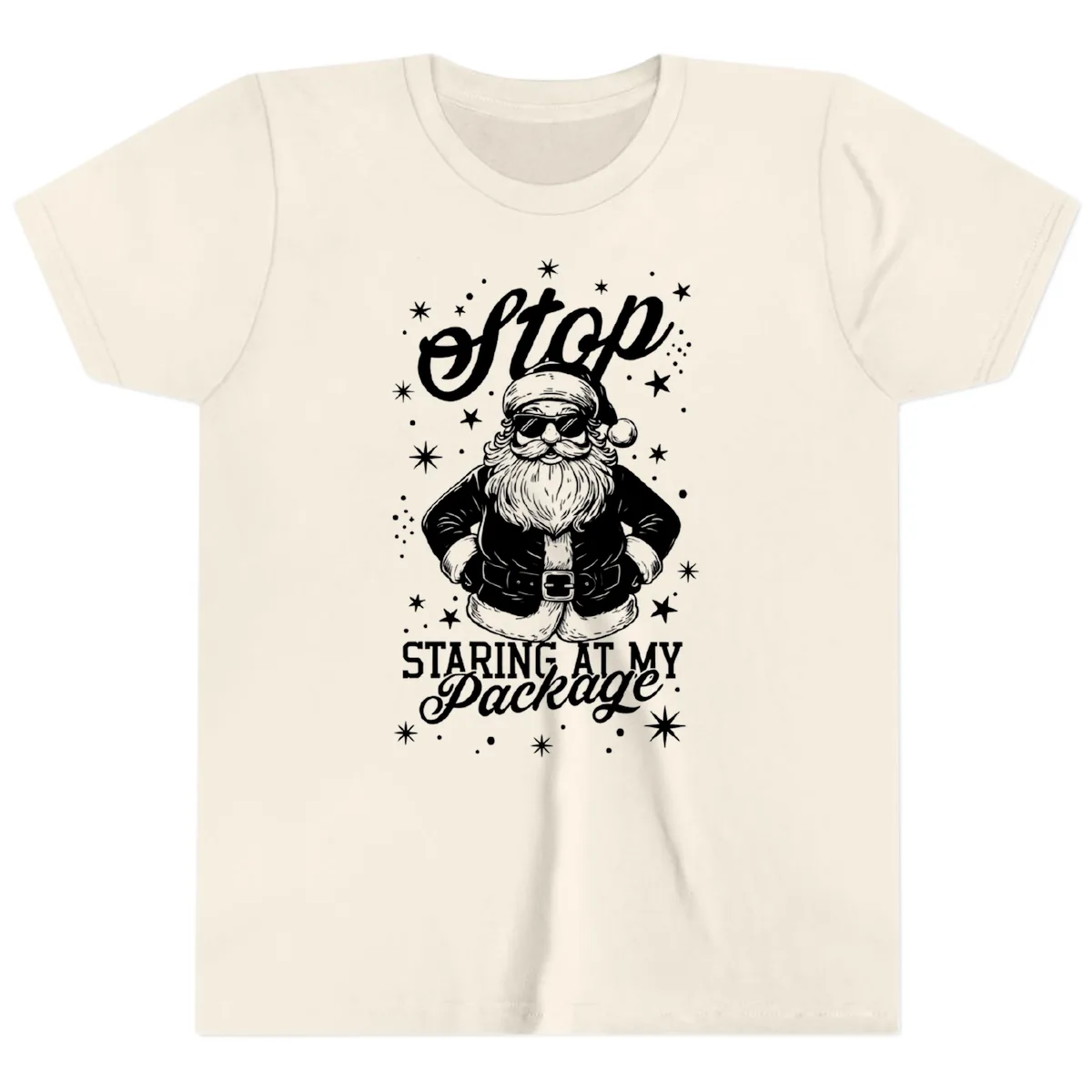 Santa's Package Christmas Graphic Youth T-Shirt in Natural