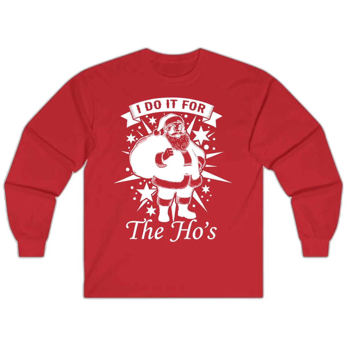 Santa For The Ho's Graphic Long Sleeve in Red