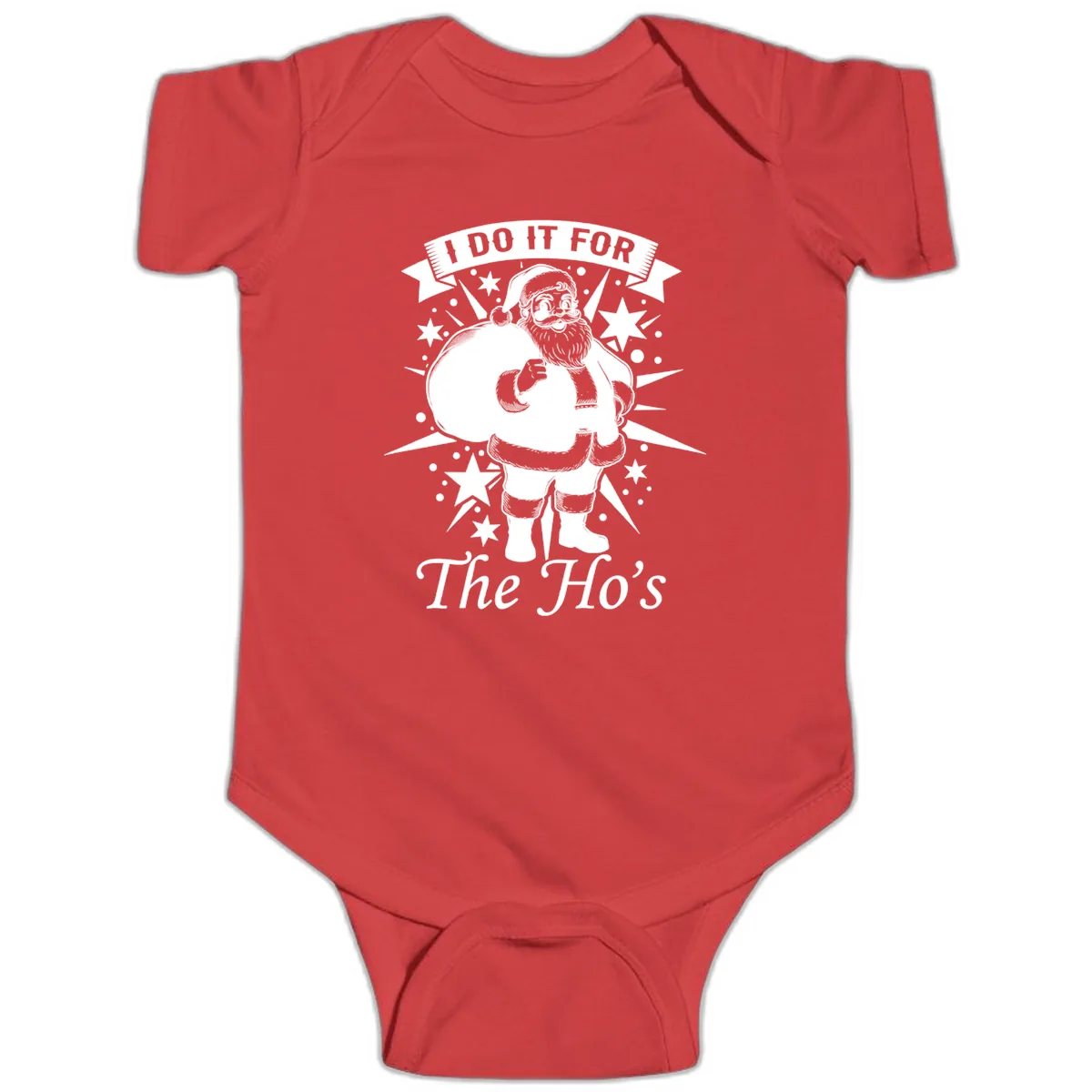 Santa For The Ho's Graphic Baby Onesie in Red