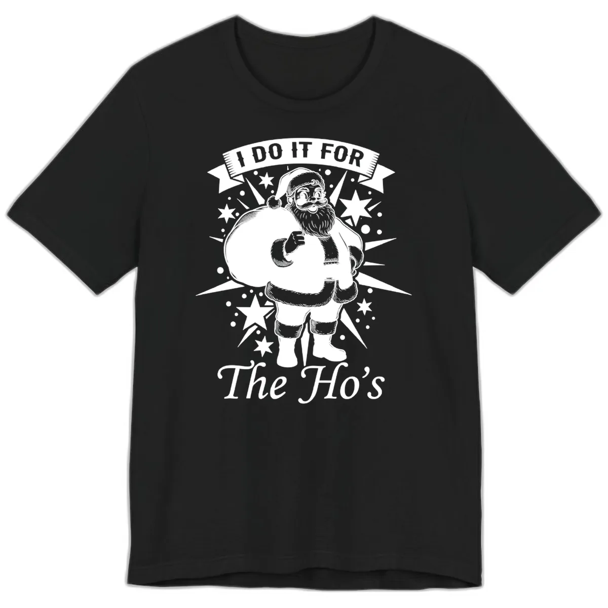 Santa For The Ho's Graphic Premium T-Shirt in Black