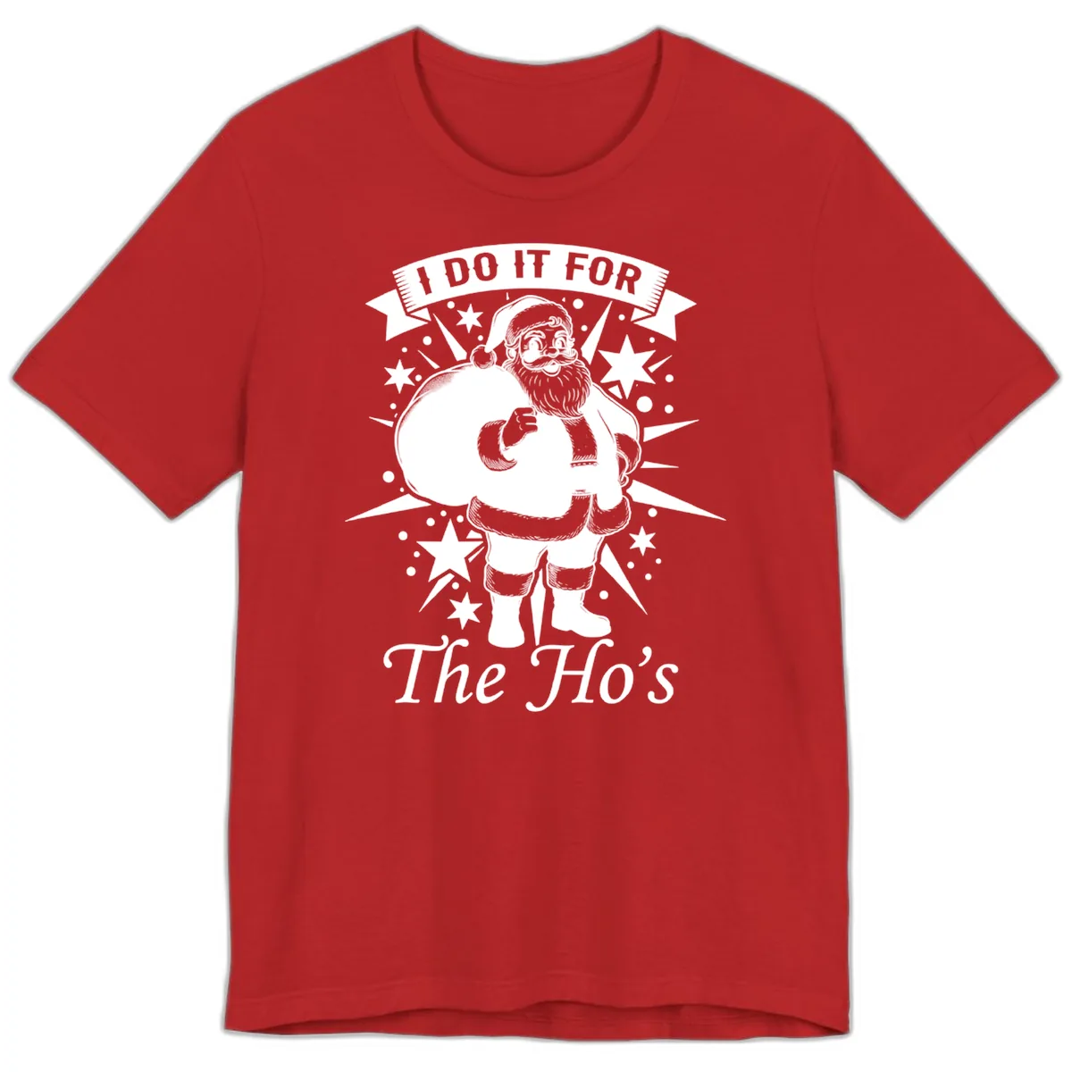 Santa For The Ho's Graphic Premium T-Shirt in Red