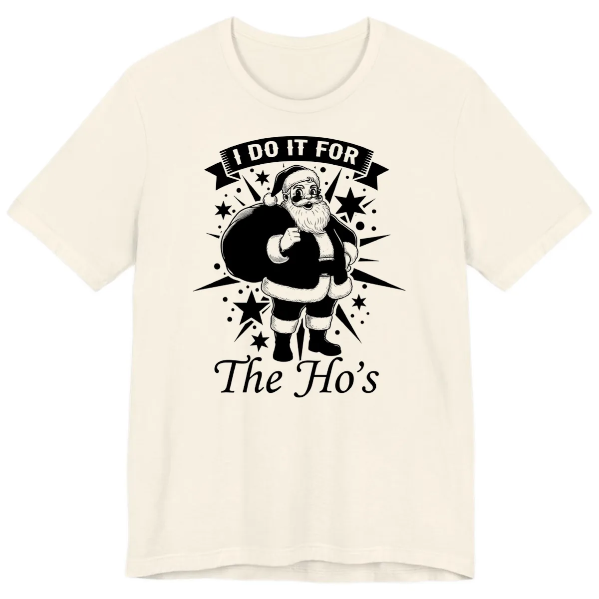 Santa For The Ho's Graphic Premium T-Shirt in Natural