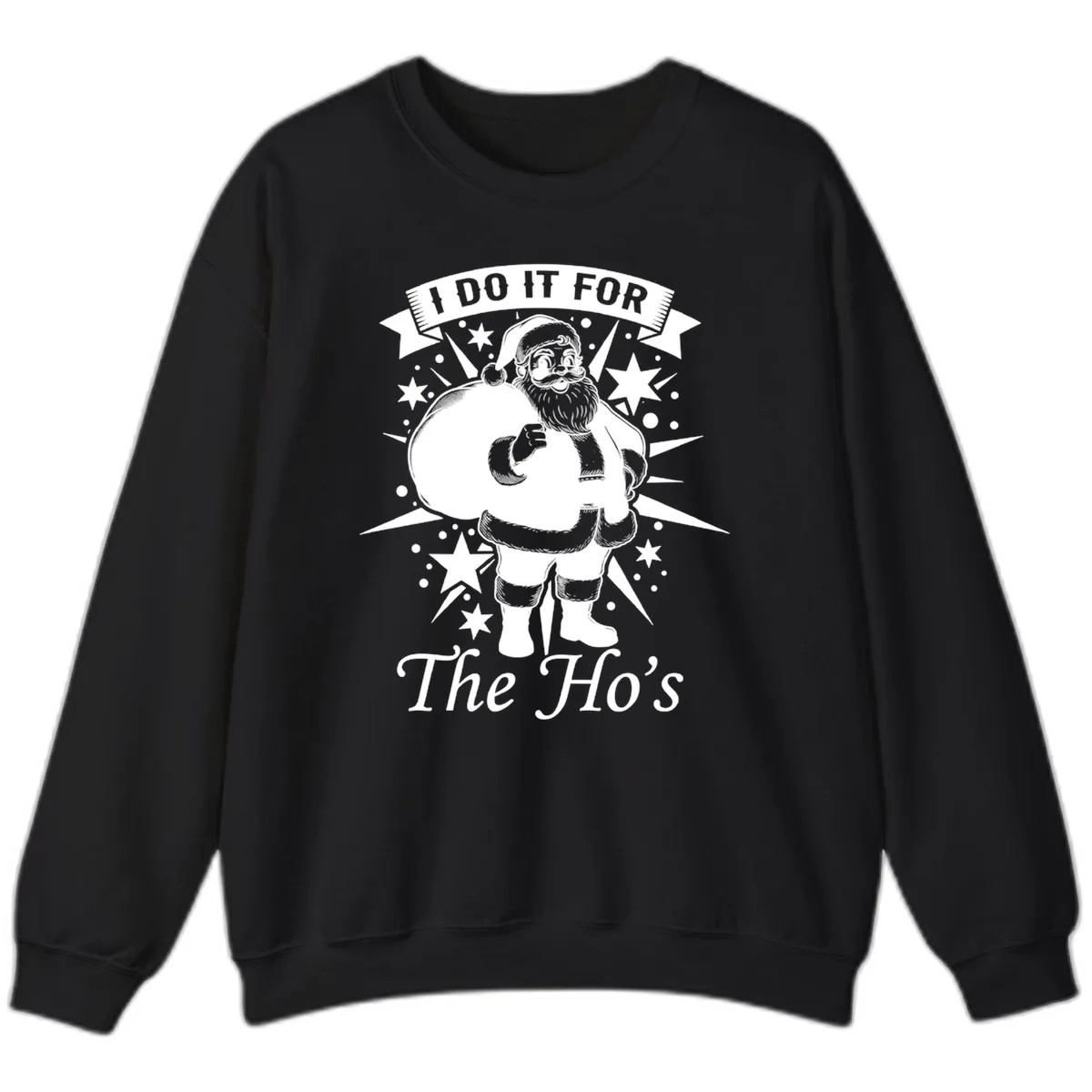 Santa For The Ho's Graphic Sweatshirt in Black