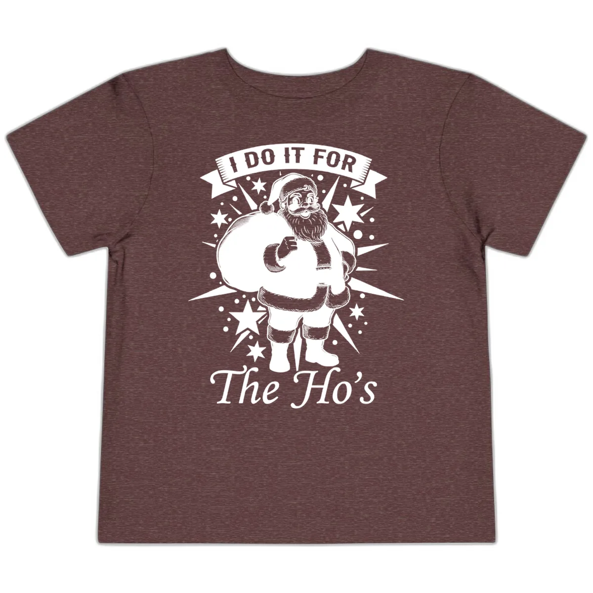 Santa For The Ho's Graphic Toddler T-Shirt in Heather Maroon