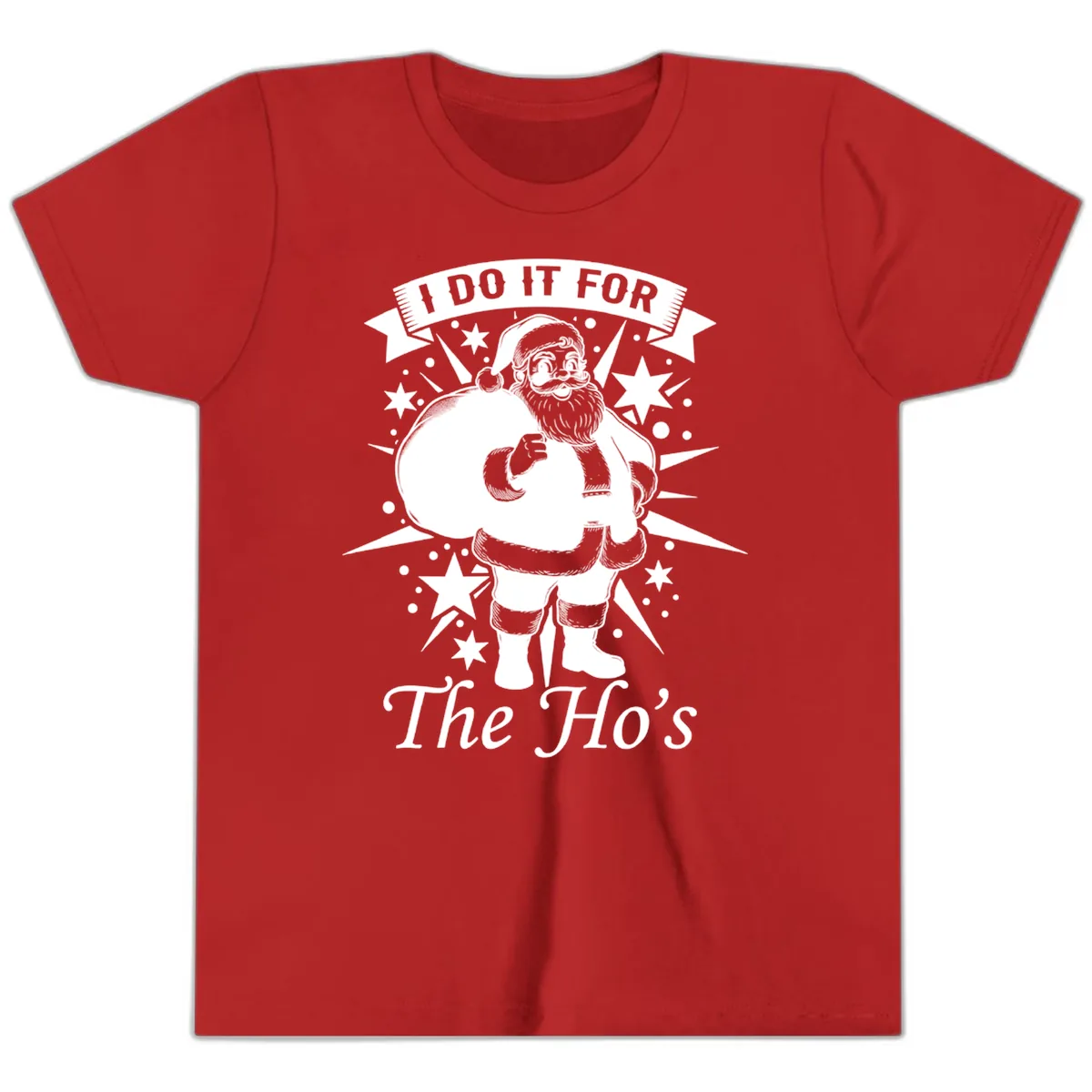 Santa For The Ho's Graphic Youth T-Shirt in Red