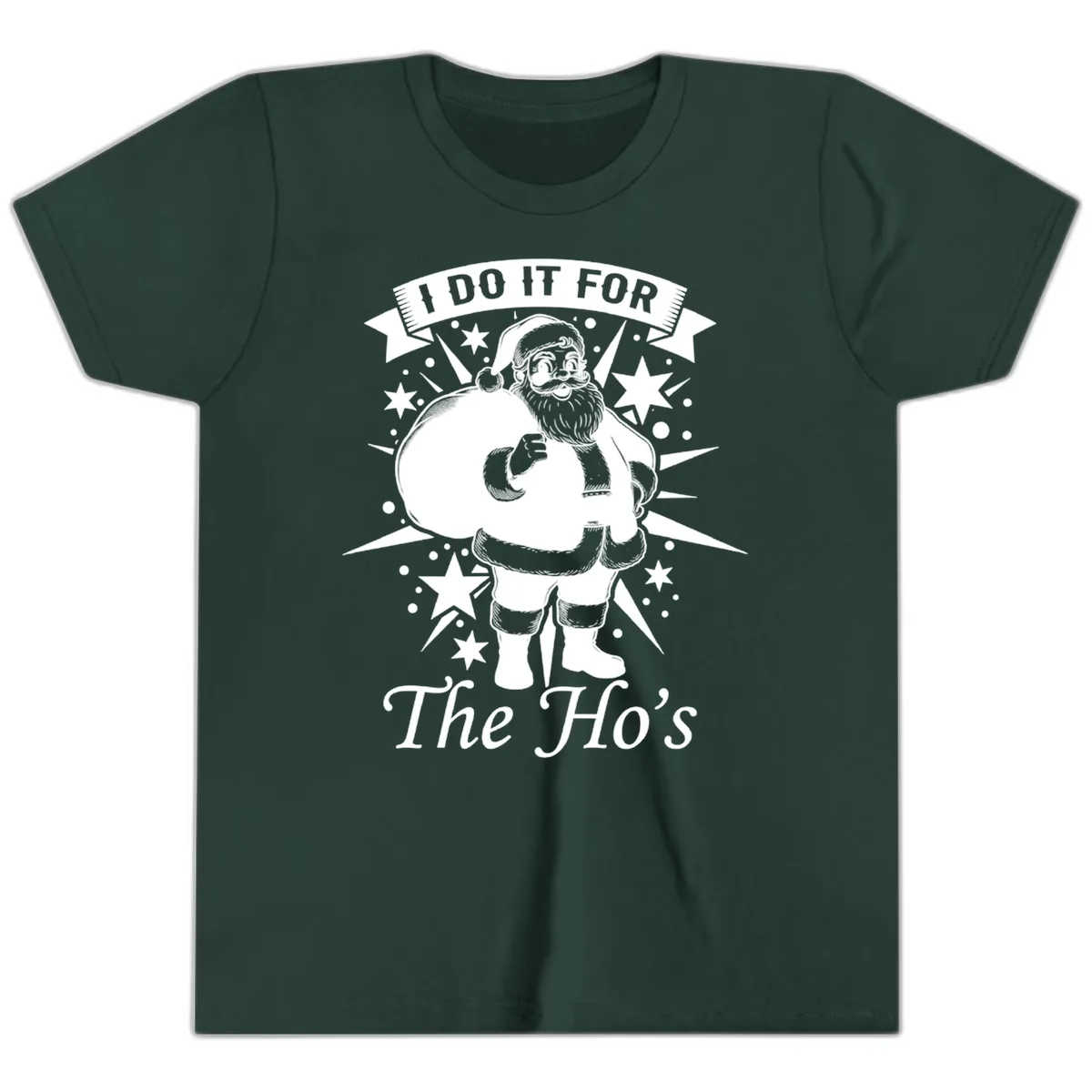 Santa For The Ho's Graphic Youth T-Shirt in Forest