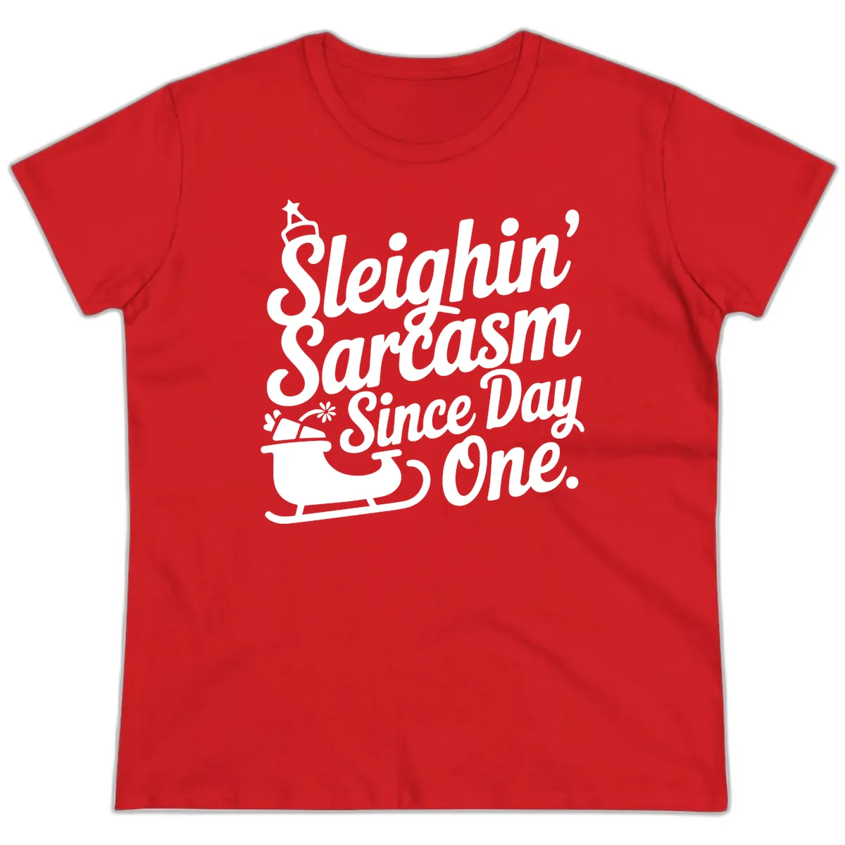 Sarcasm Since Day One Graphic Ladies Tee in Red