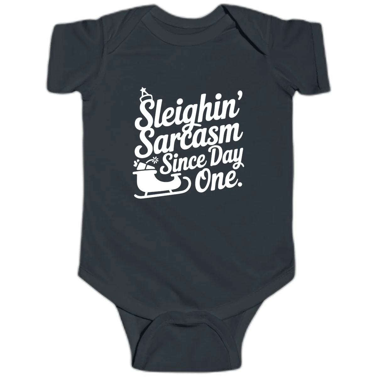 Sarcasm Since Day One Graphic Baby Onesie in Black