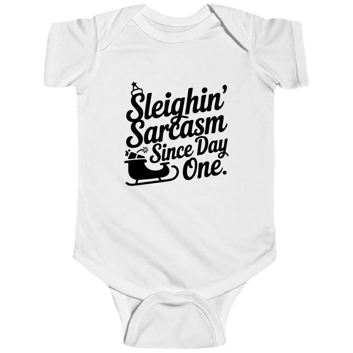 Sarcasm Since Day One Graphic Baby Onesie in White