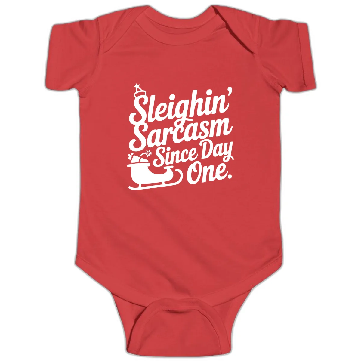 Sarcasm Since Day One Graphic Baby Onesie in Red