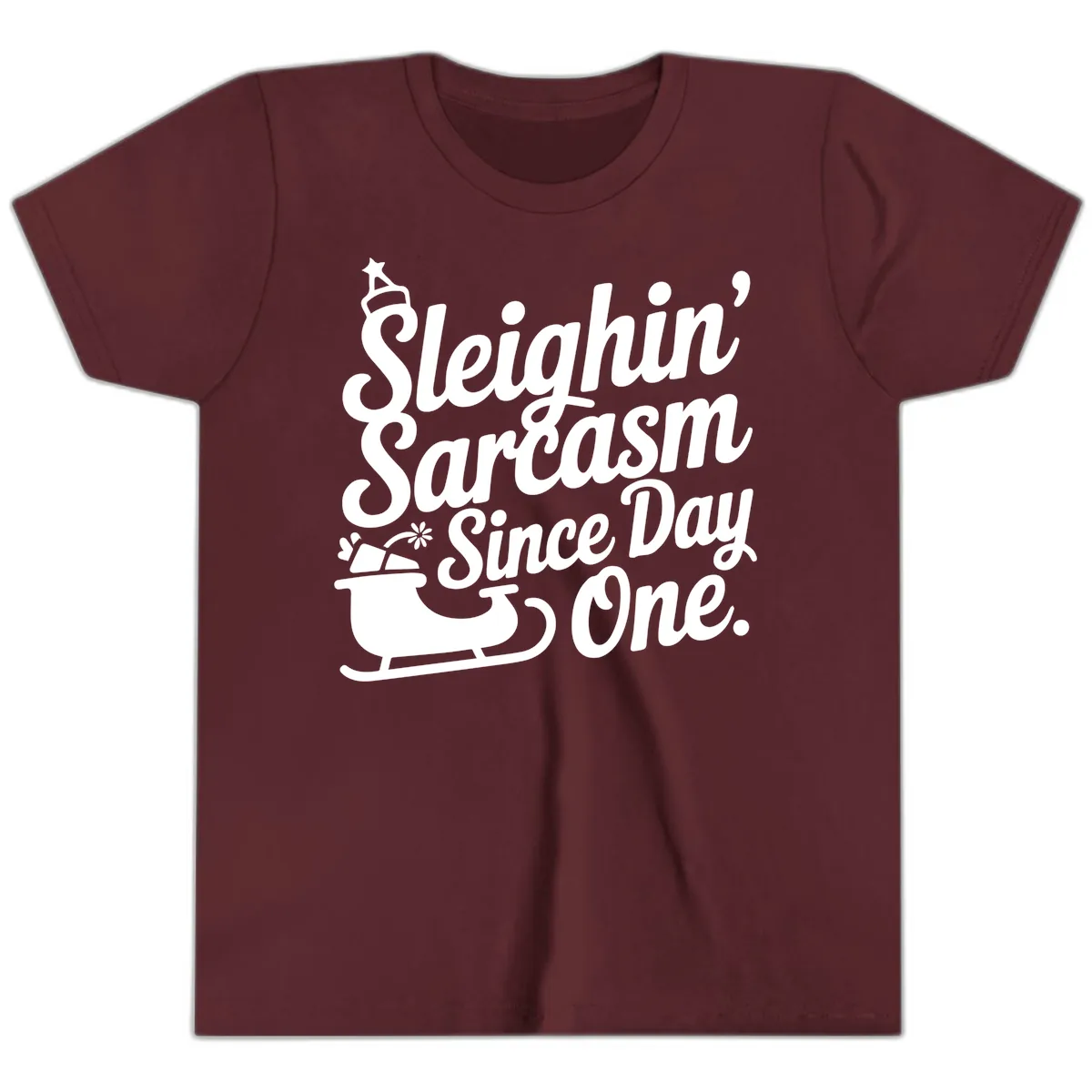 Sarcasm Since Day One Graphic Youth T-Shirt in Maroon