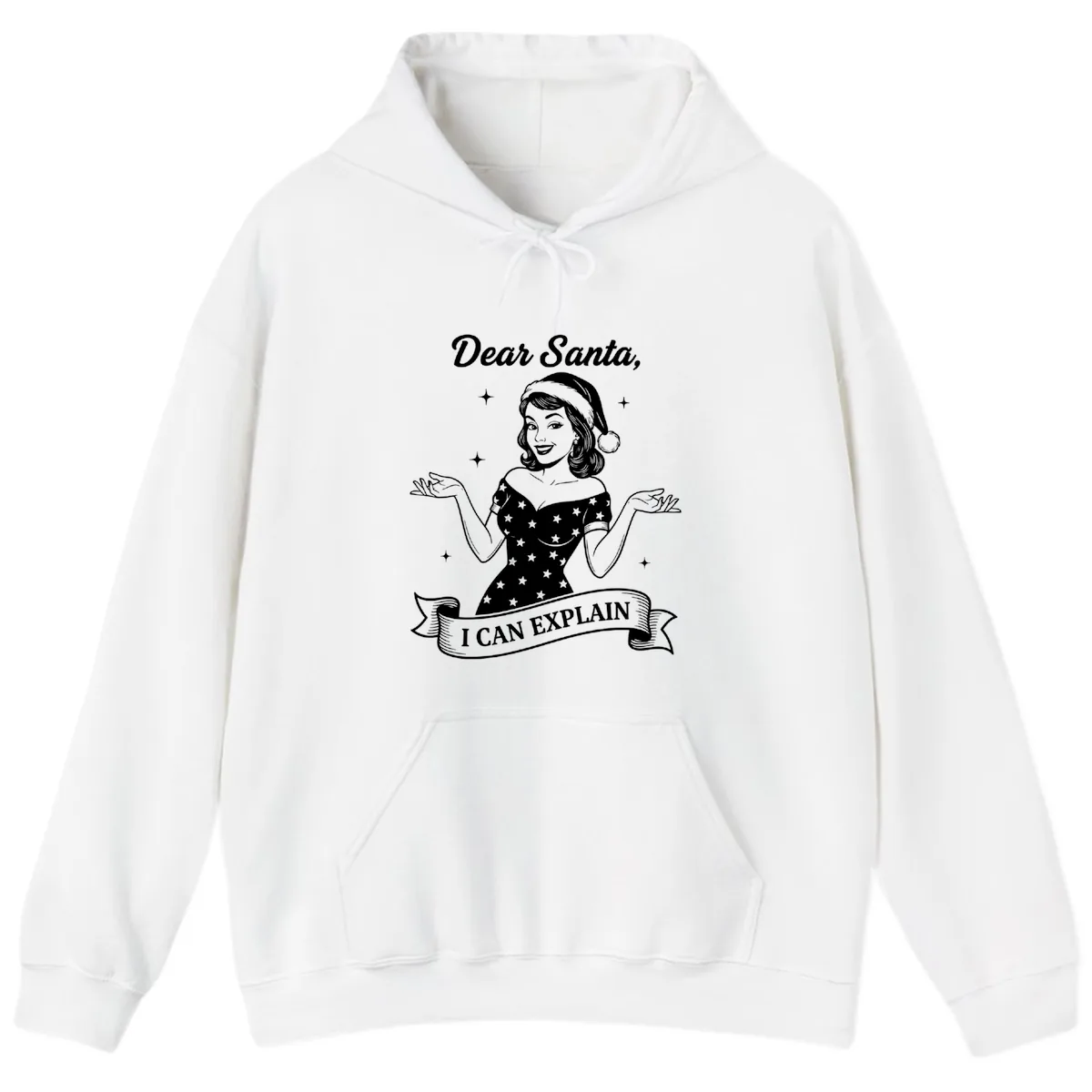 Dear Santa I Can Explain Design Hoodie in White