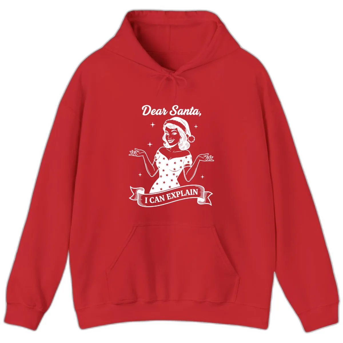 Dear Santa I Can Explain Design Hoodie in Red
