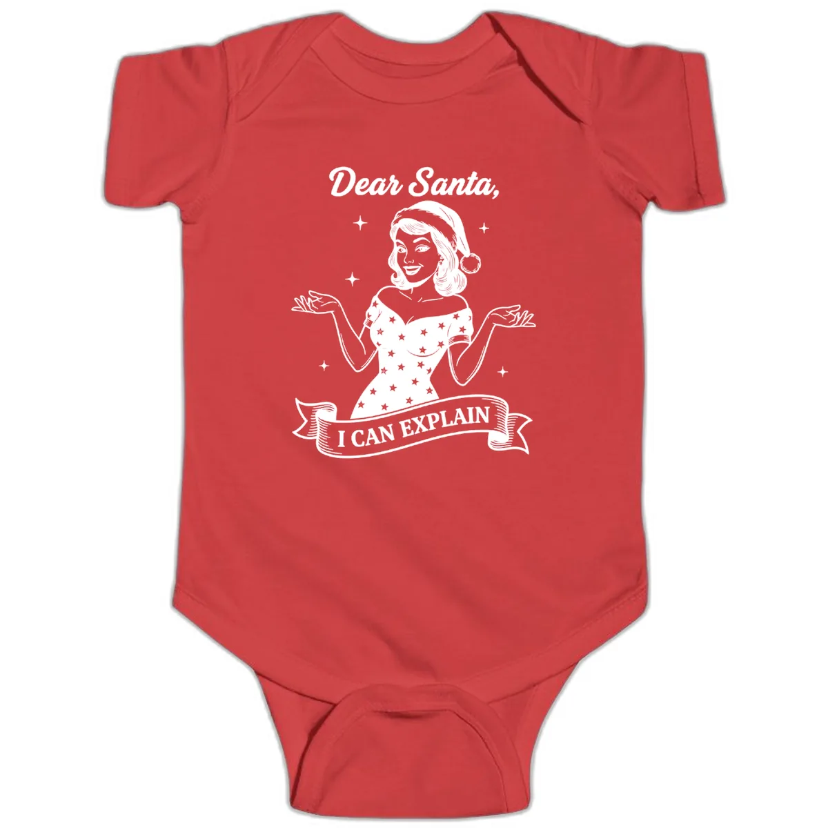 Dear Santa I Can Explain Design Baby Onesie in Red