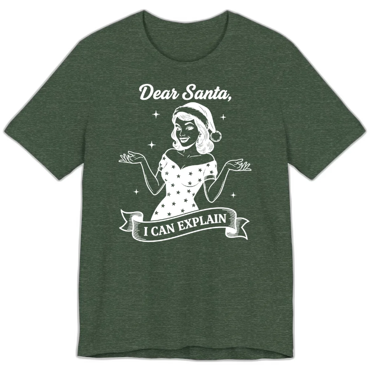 Dear Santa I Can Explain Design Premium T-Shirt in Heather Forest