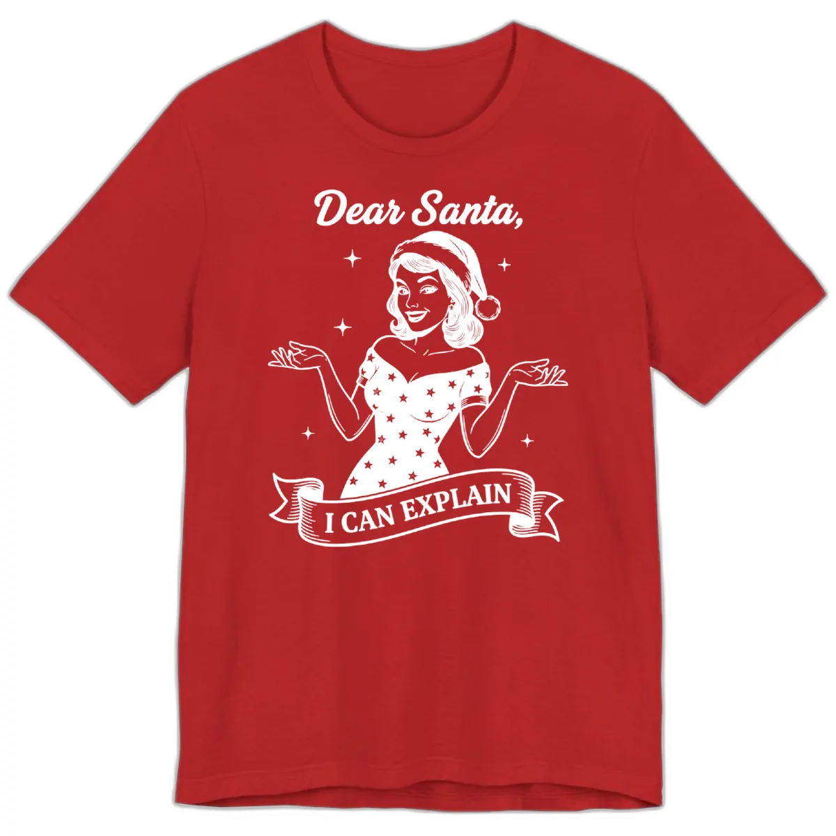 Dear Santa I Can Explain Design Premium T-Shirt in Red