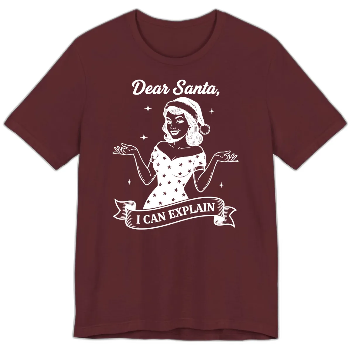 Dear Santa I Can Explain Design Premium T-Shirt in Maroon