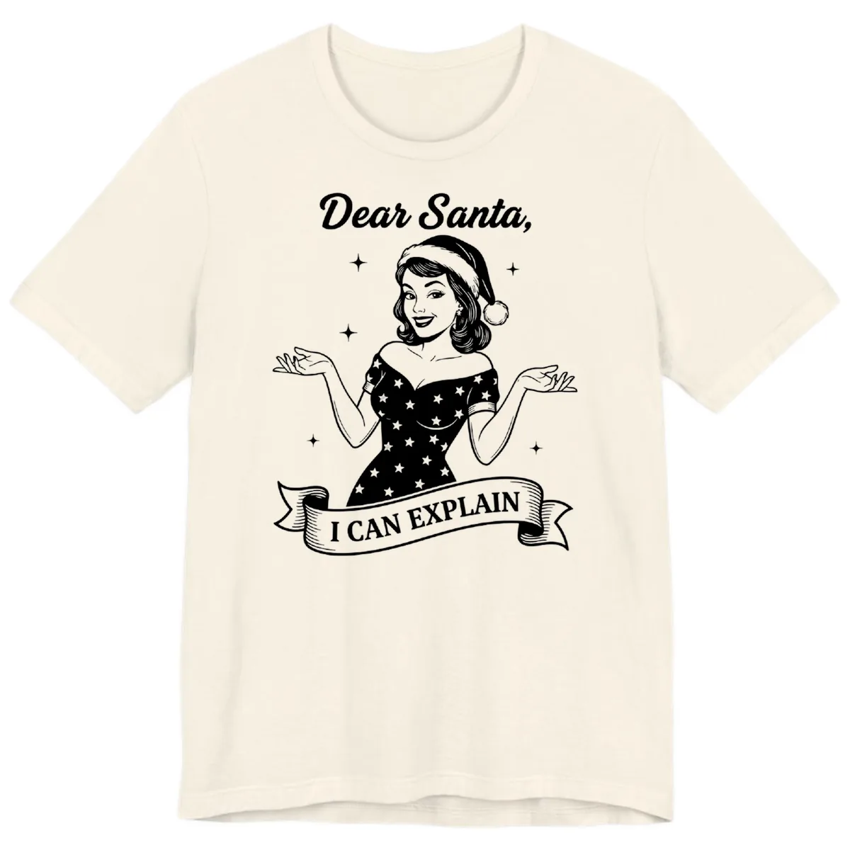 Dear Santa I Can Explain Design Premium T-Shirt in Natural