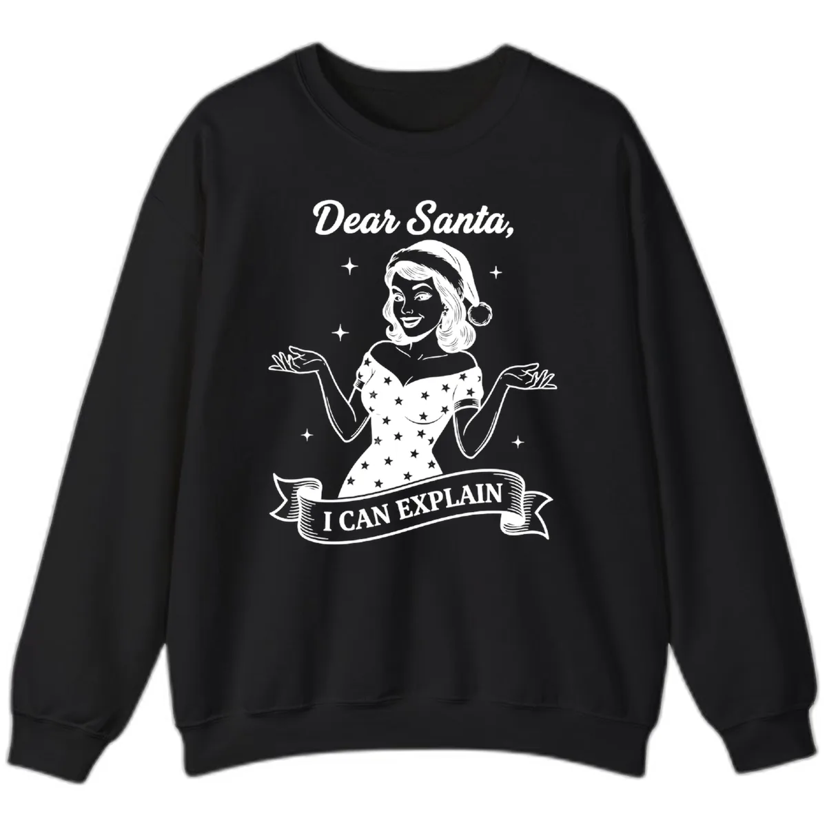 Dear Santa I Can Explain Design Sweatshirt in Black