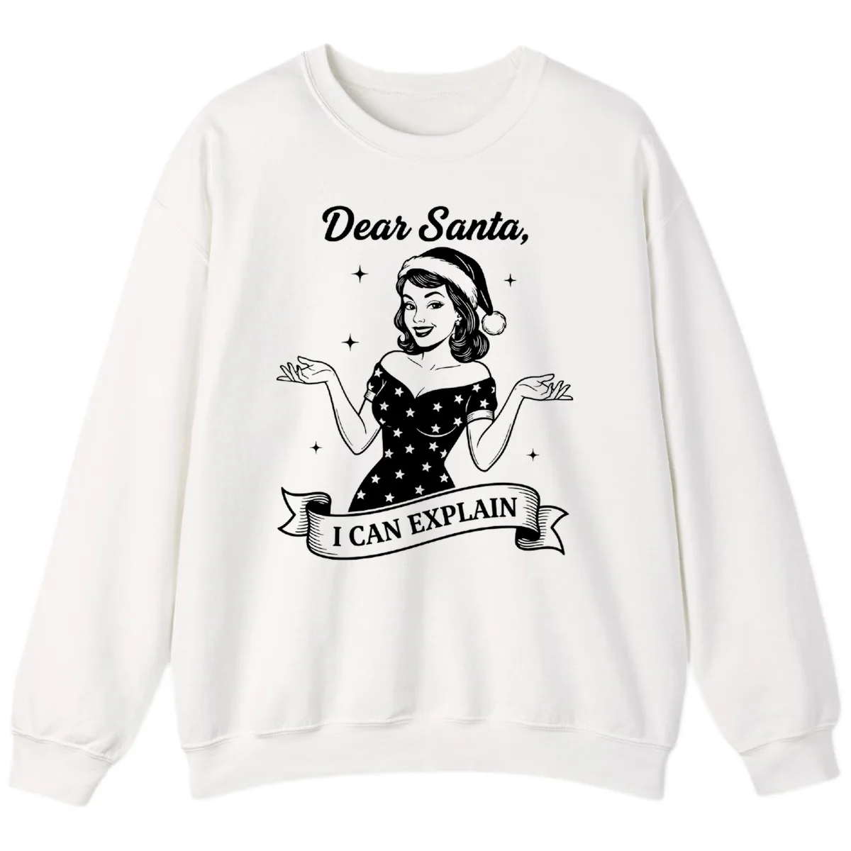 Dear Santa I Can Explain Design Sweatshirt in White