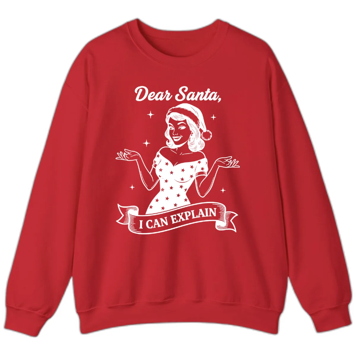 Dear Santa I Can Explain Design Sweatshirt in Red