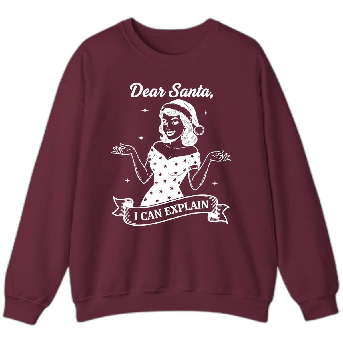 Dear Santa I Can Explain Design Sweatshirt in Maroon