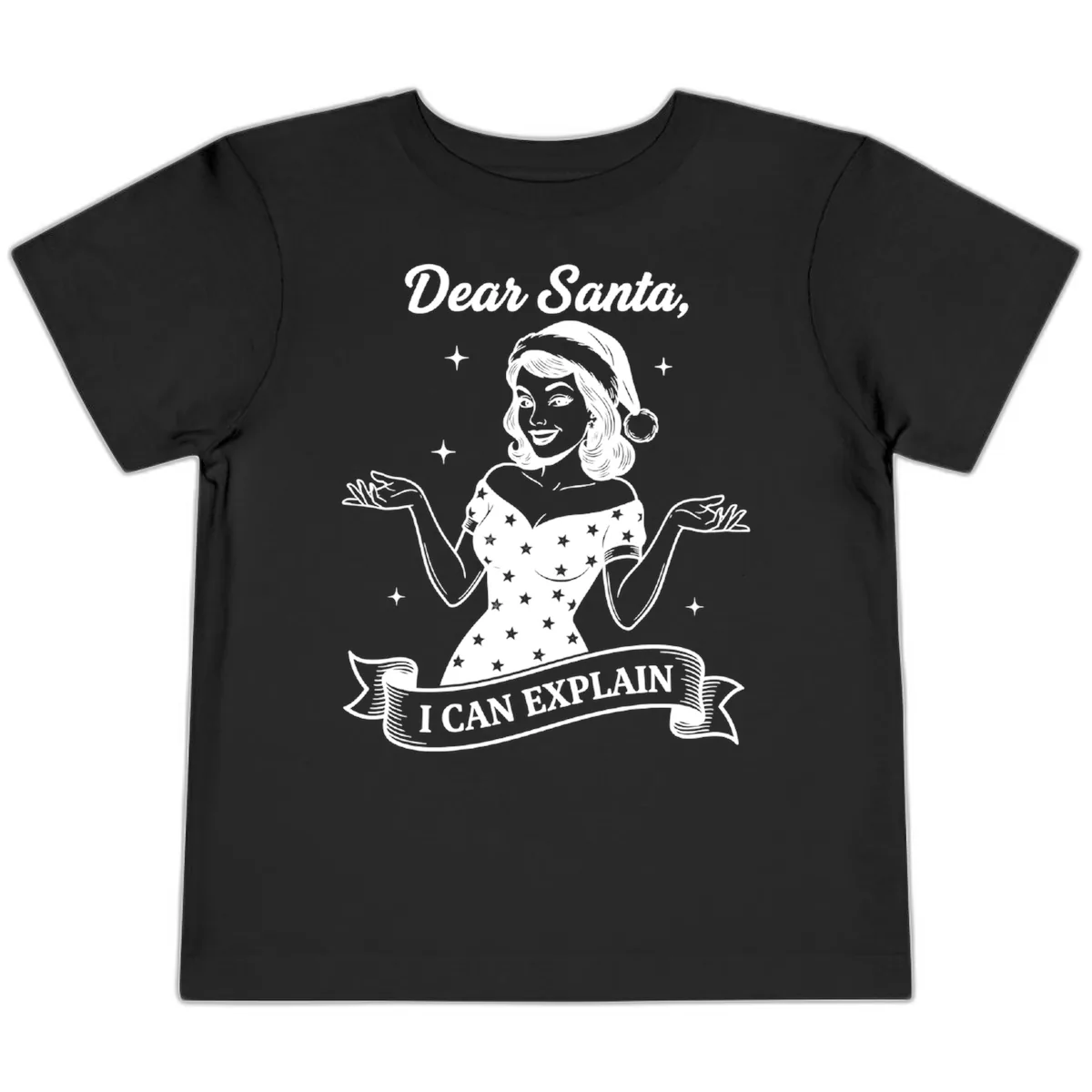 Dear Santa I Can Explain Design Toddler T-Shirt in Black