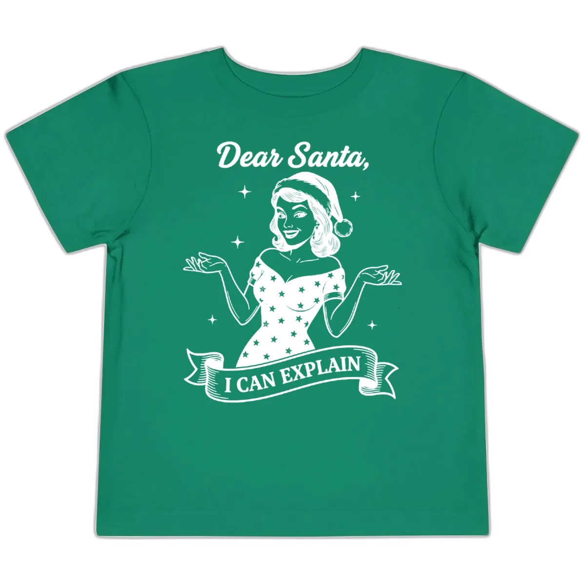 Dear Santa I Can Explain Design Toddler T-Shirt in Kelly