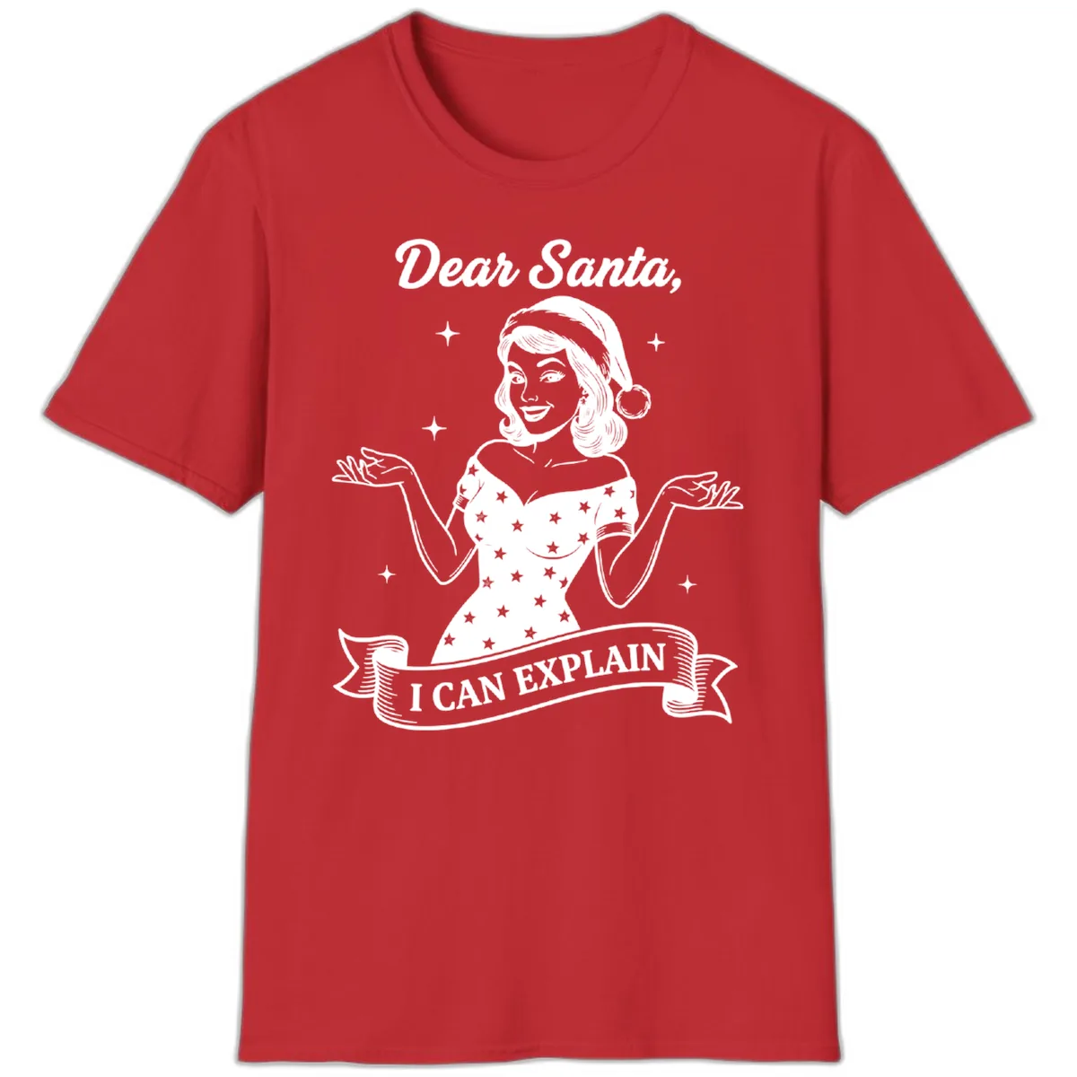 Dear Santa I Can Explain Design T-Shirt in Red