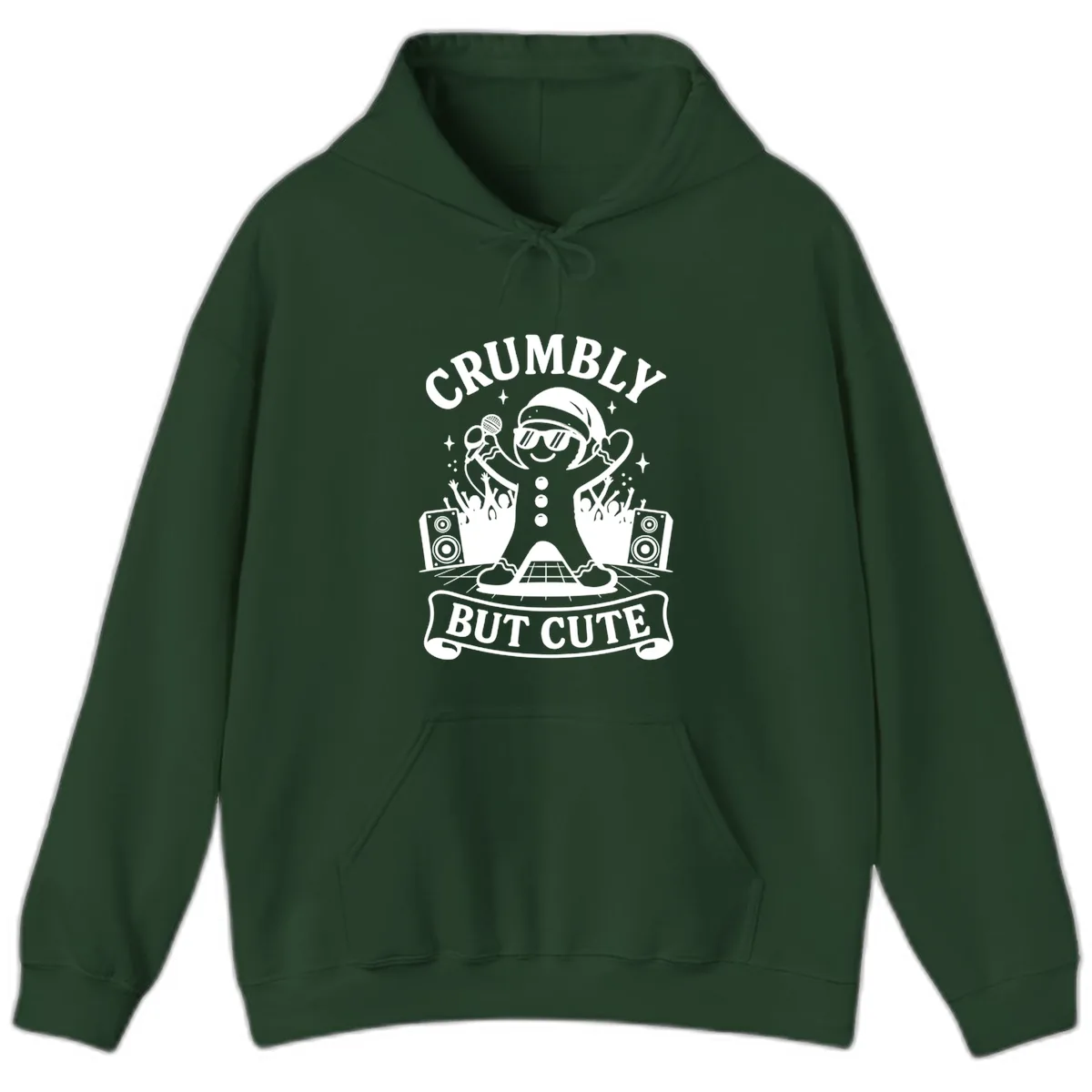 Crumbly But Cute Gingerbread Singer Hoodie in Forest Green