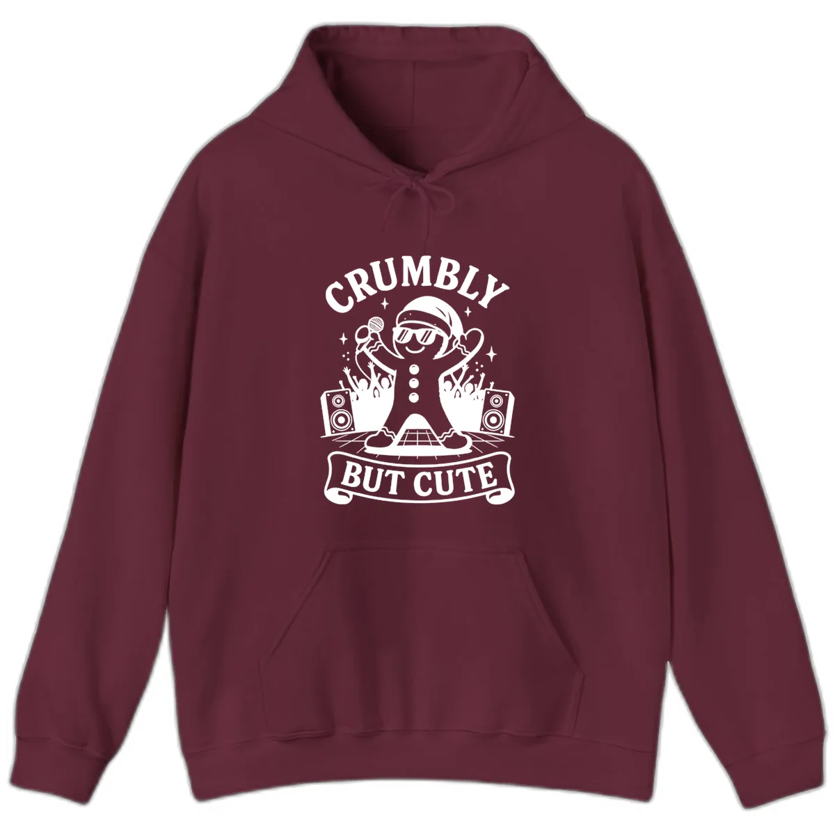 Crumbly But Cute Gingerbread Singer Hoodie in Maroon