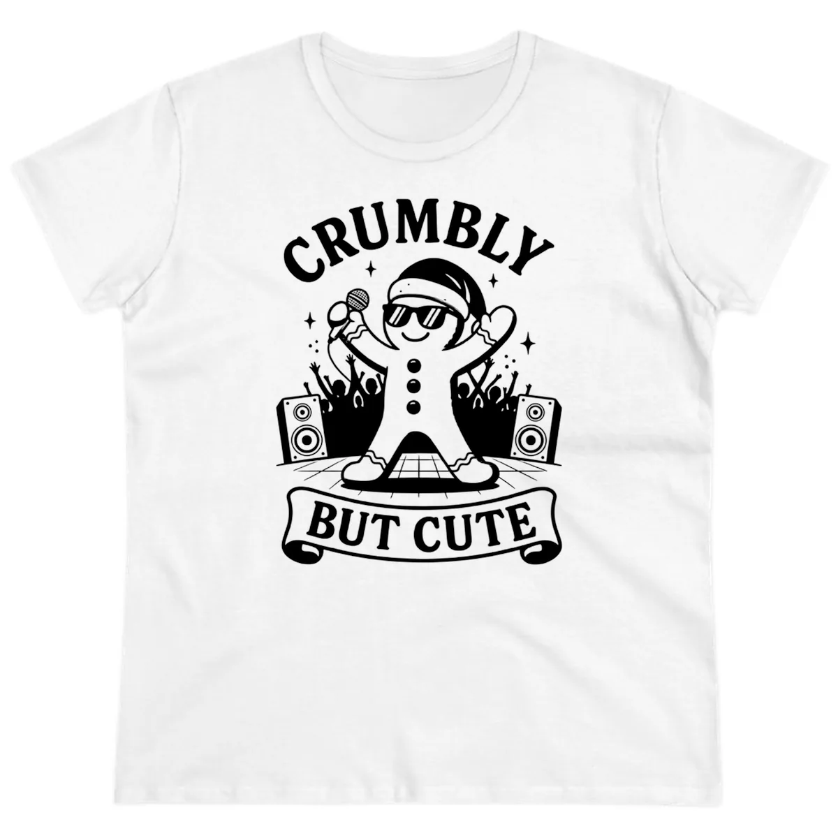 Crumbly But Cute Gingerbread Singer Ladies Tee in White