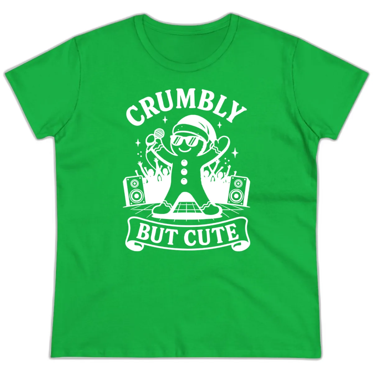 Crumbly But Cute Gingerbread Singer Ladies Tee in Irish Green