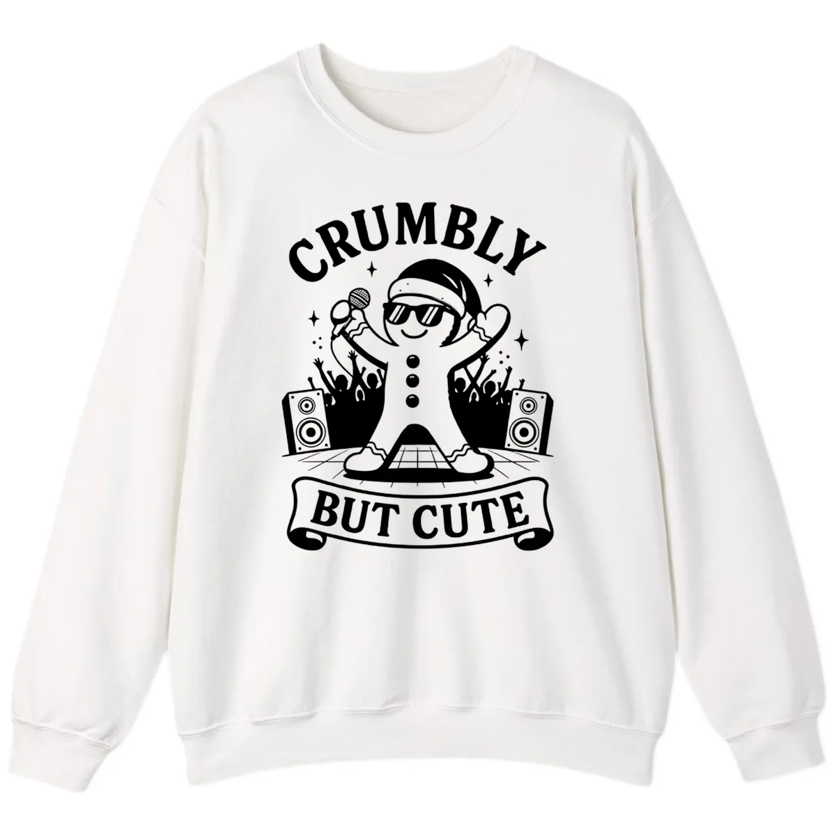 Crumbly But Cute Gingerbread Singer Sweatshirt in White