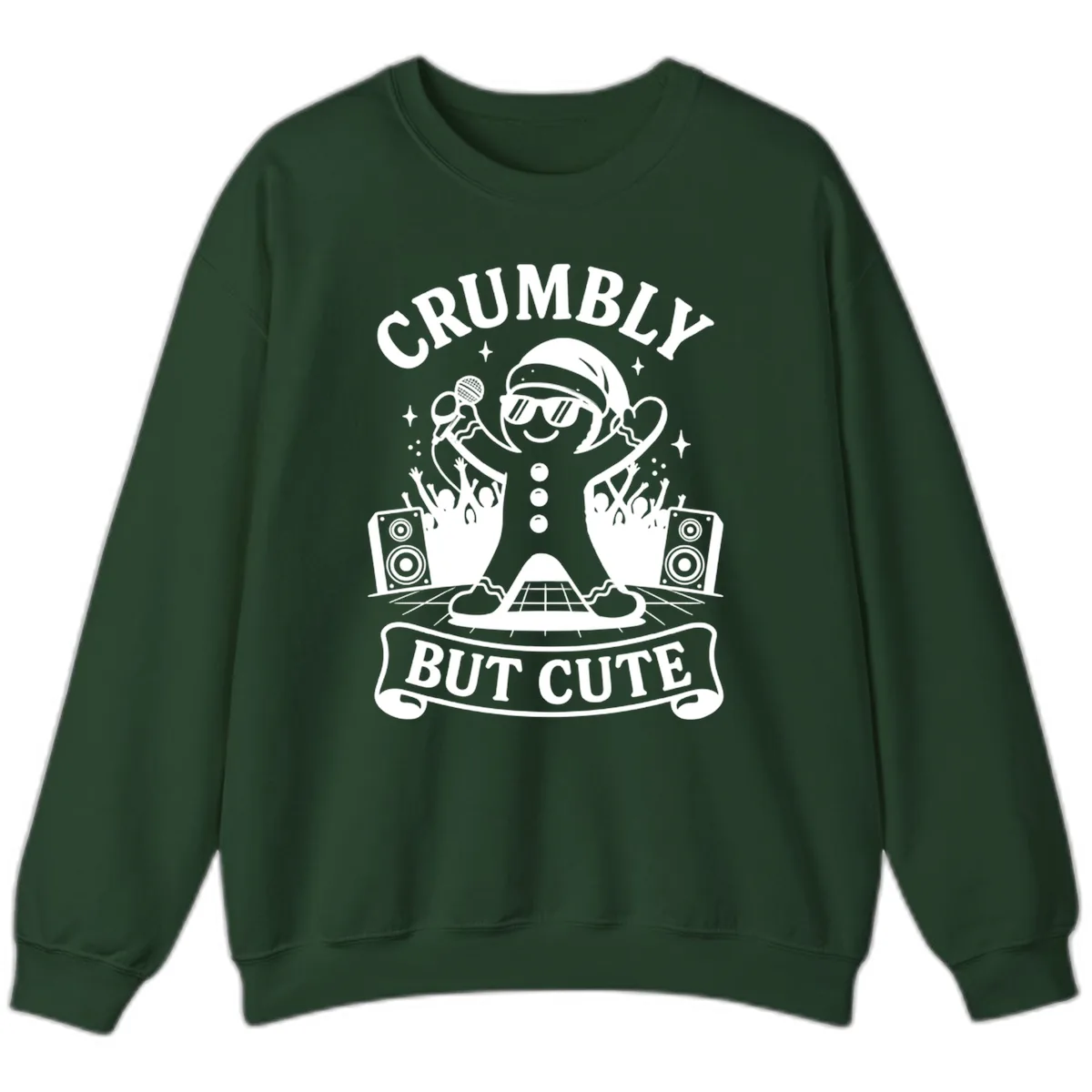 Crumbly But Cute Gingerbread Singer Sweatshirt in Forest Green