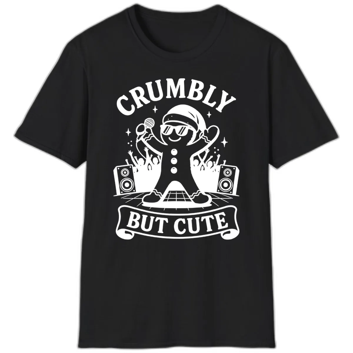 Crumbly But Cute Gingerbread Singer T-Shirt in Black