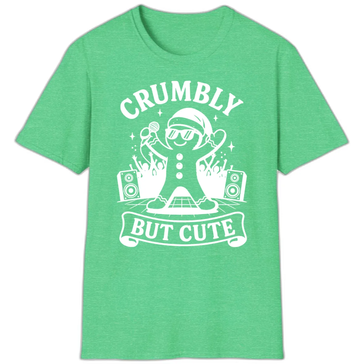 Crumbly But Cute Gingerbread Singer T-Shirt in Heather Irish Green