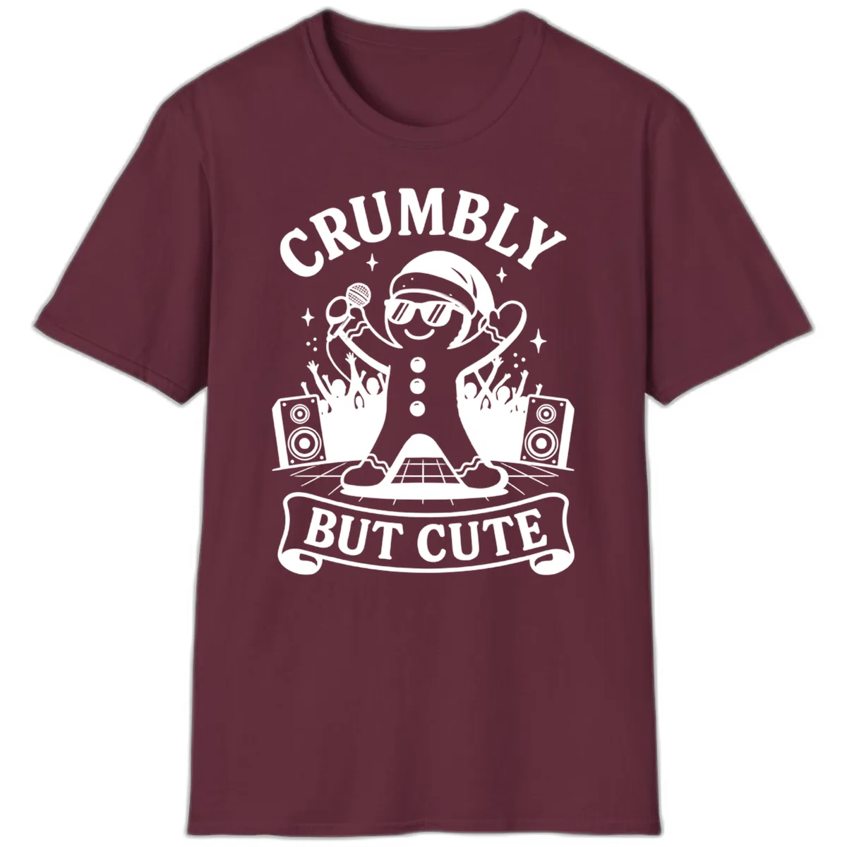 Crumbly But Cute Gingerbread Singer T-Shirt in Maroon