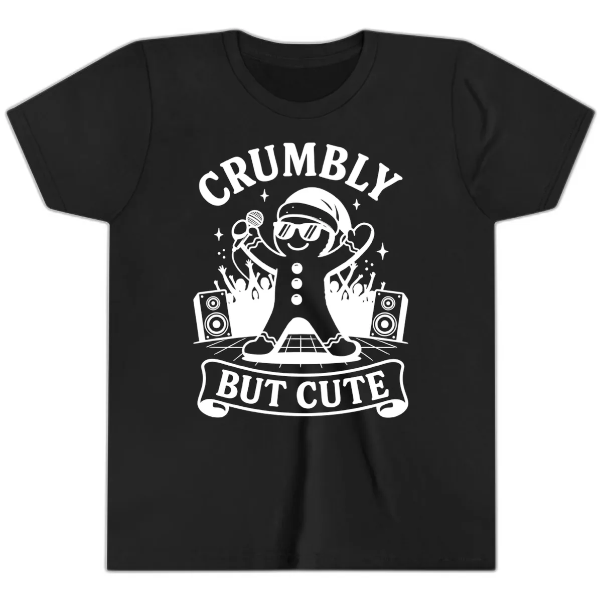 Crumbly But Cute Gingerbread Singer Youth T-Shirt in Black