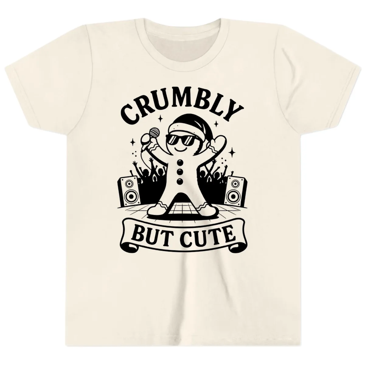 Crumbly But Cute Gingerbread Singer Youth T-Shirt in Natural