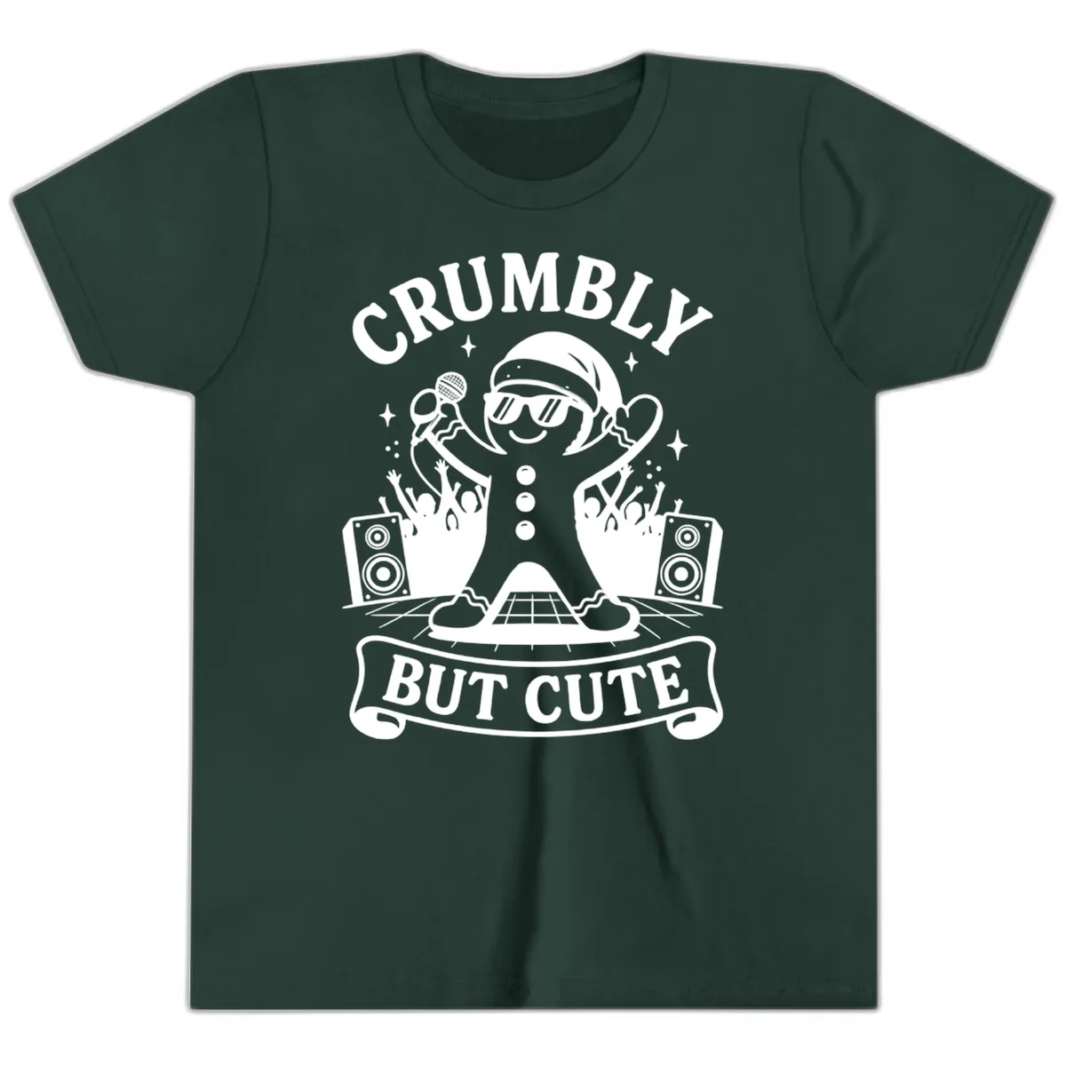 Crumbly But Cute Gingerbread Singer Youth T-Shirt in Forest