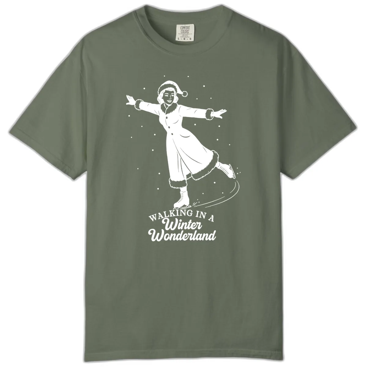 Skater In Winter Wonderland Comfort Color in Moss