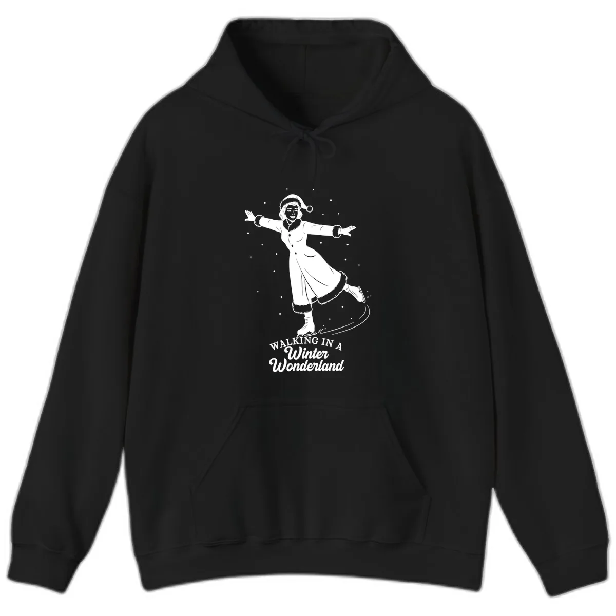 Skater In Winter Wonderland Hoodie in Black