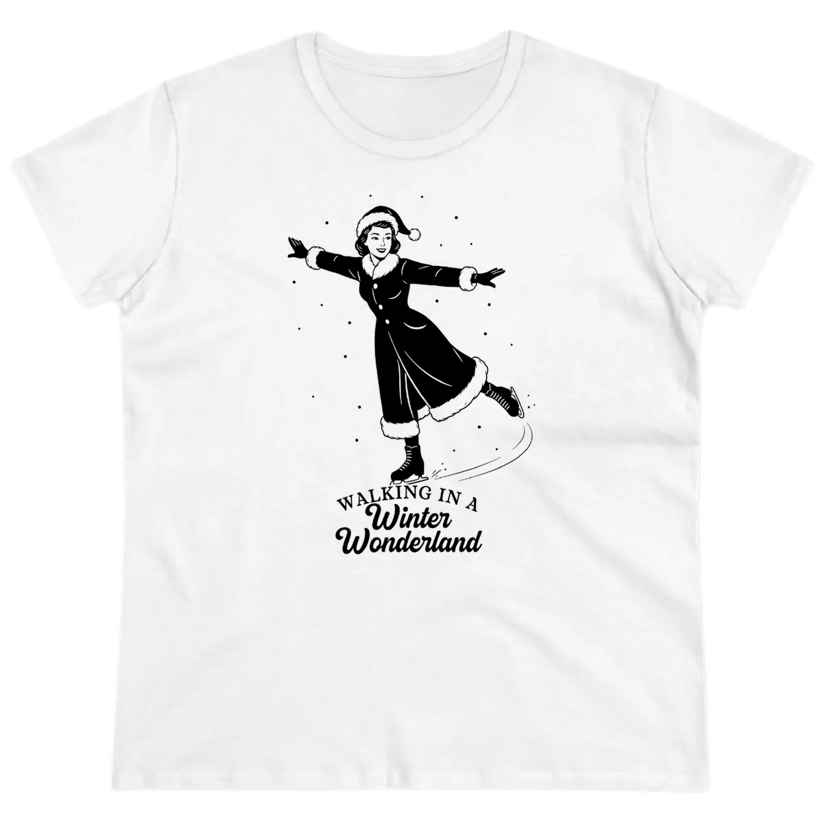 Skater In Winter Wonderland Ladies Tee in White